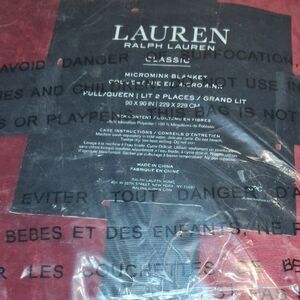 Lauren Ralph Lauren Red Micromink Blanket with Black Label